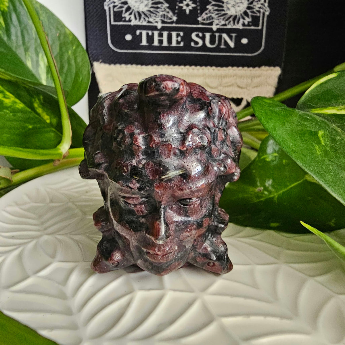 Garnet Medusa Head Carving
