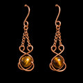 Tiger's Eye Copper Wire Wrapped Earrings