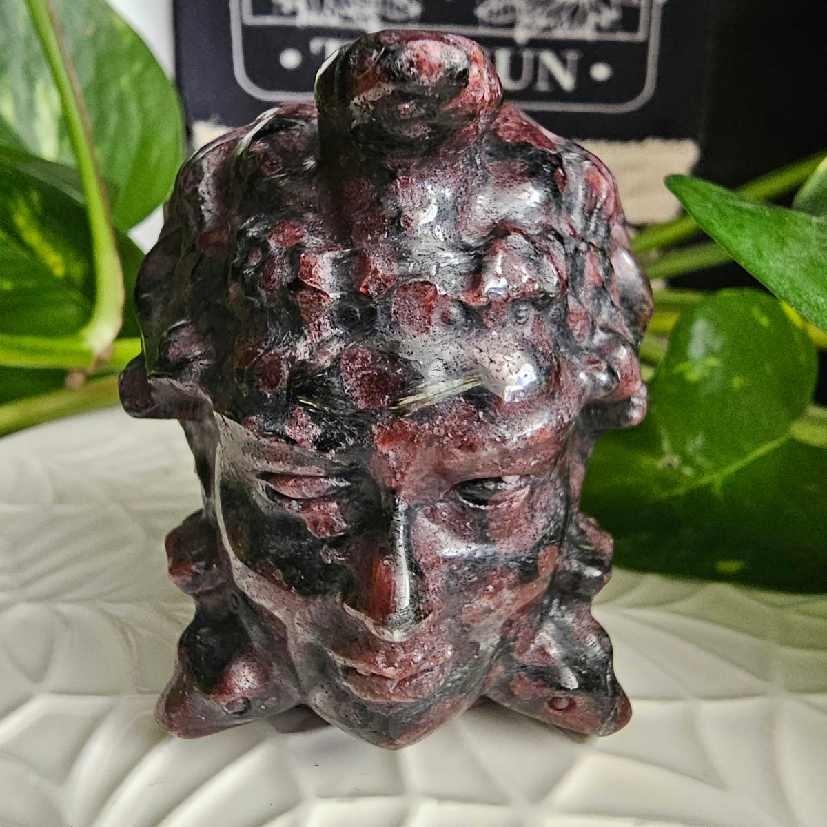 Garnet Medusa Head Carving