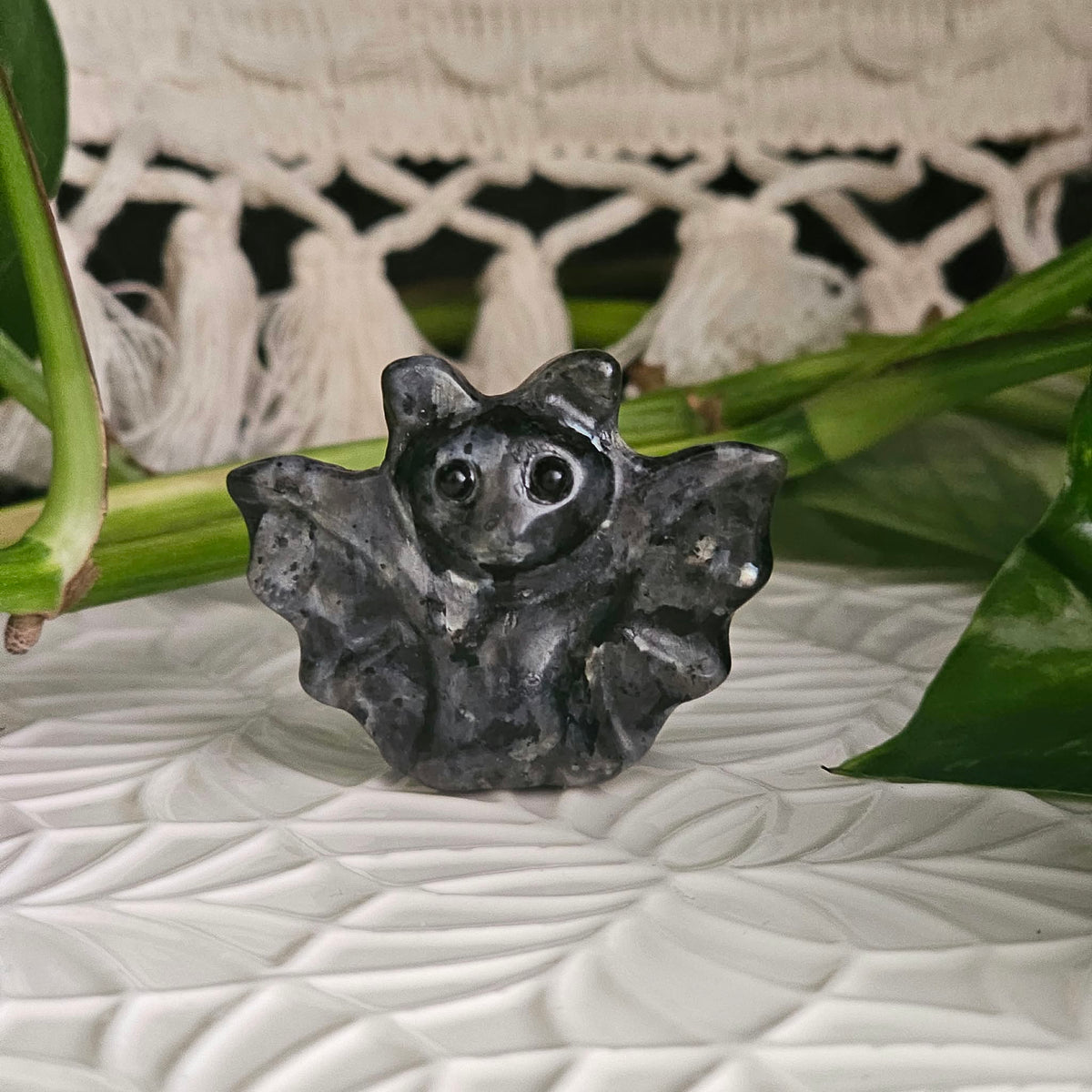 Larvikite Bat Carving
