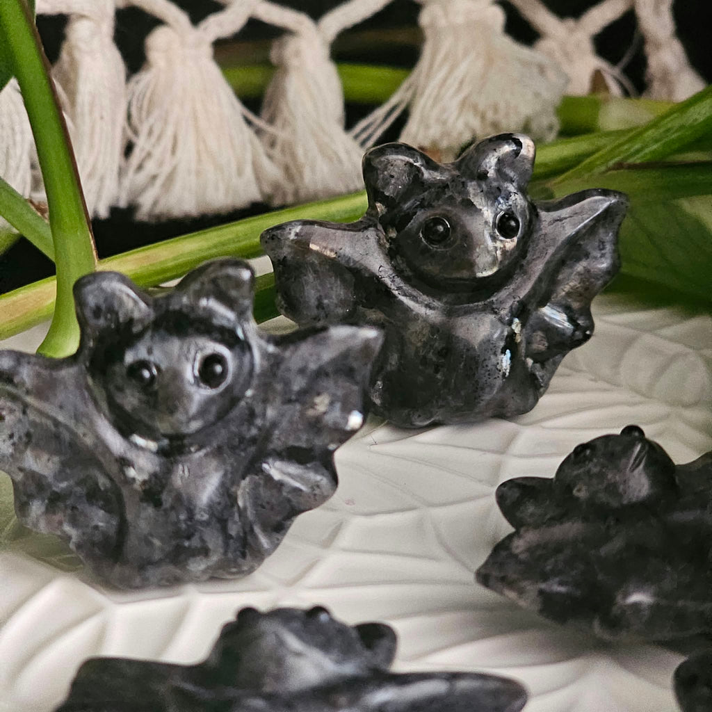 Larvikite Bat Carving