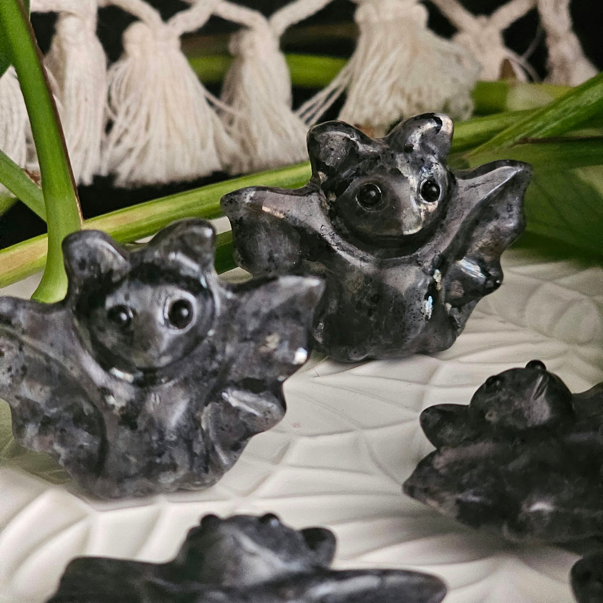 Larvikite Bat Carving