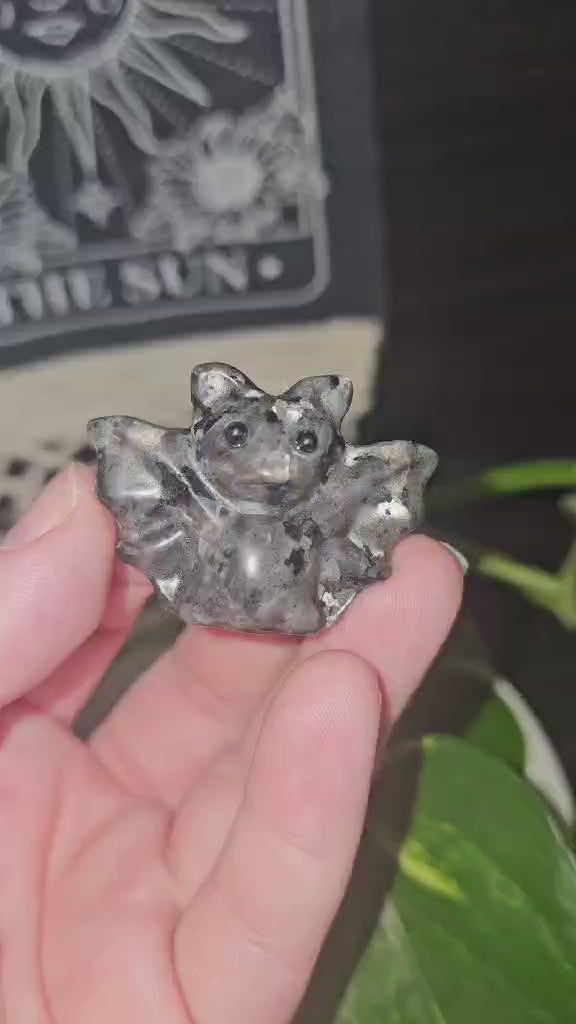 Larvikite Bat Carving